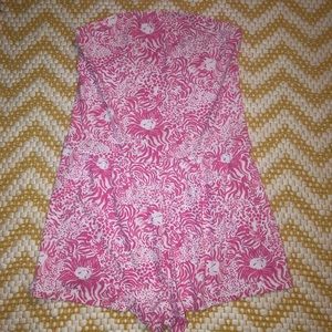 Lilly Pulitzer pink strapless romper